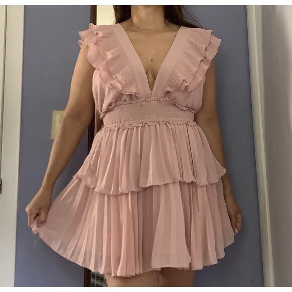 PASTRIES IN PARIS PLEATED DRESS IN BLUSH Impressions L - Picture 1 of 5